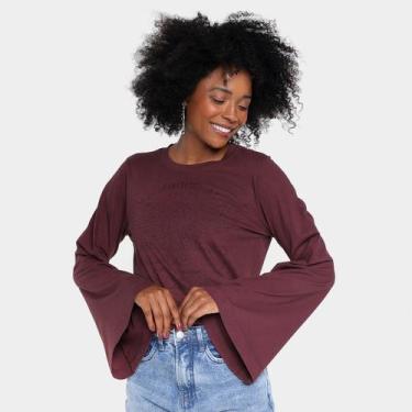 Imagem de Blusa Ellus Eagle Manga Longa Flare Feminina, Bordô, G