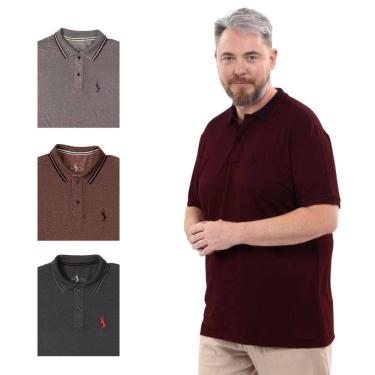 Imagem de Kit 4 Camisa Polo Plus Masculina Dia a Dia