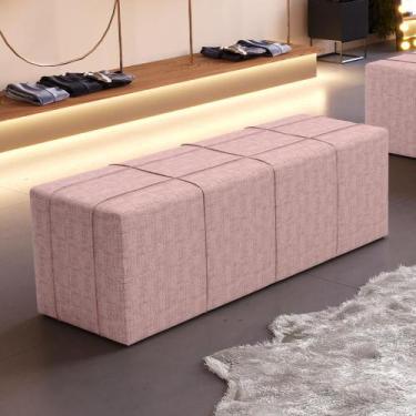 Imagem de Puff Decorativo Living Sala de Estar 195 cm Roma W01 Linho Rosa - Lyam