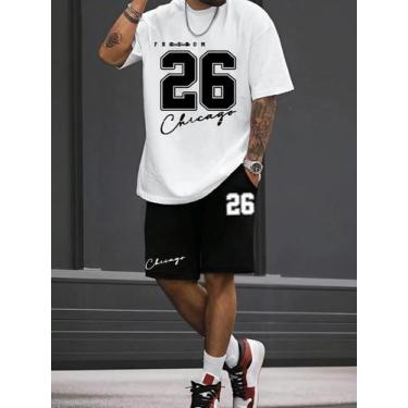 Imagem de Conjunto De Camiseta E Shorts Masculino De Verão Com Estampa De Urso, 