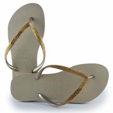 Imagem de Chinelo Havaianas Feminino SLIM GLITER II 24/25, Dourado