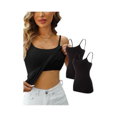 Imagem de Conjunto Feminino De 2 Peças: Camisolas Regata Lisas Com Alça Fina Aju