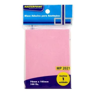 Imagem de Bloco Adesivo para Anotações Rosa 76x102mm com 100 Folhas Masterprint 