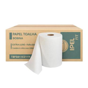 Imagem de Papel Toalha Extra Luxo Folha Simples 20x200m 6 Rolos Ipel
