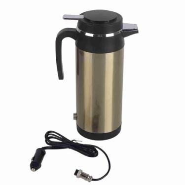 Imagem de EVGATSAUTO Chaleira elétrica no carro, 1000 ml, 12 V/24 V, aço inoxidável, chaleira elétrica, garrafa térmica de viagem, garrafa térmica de água (24 V)