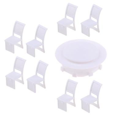 Imagem de Fancyes 1: 100 Miniature Furniture Dining Table and 8 Chairs Set Landscaping