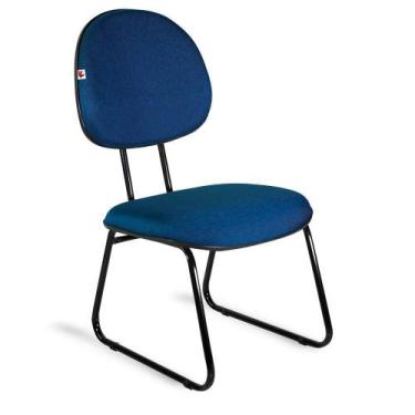 Imagem de Cadeira Executiva Pé Sky Tecido Azul Com Preto - Shopcadeiras