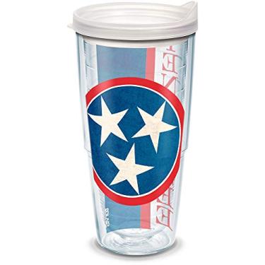 Imagem de Tervis Copo isolado com parede dupla da bandeira do Tennessee, feito nos EUA, 680 g - Tampa transparente, grande