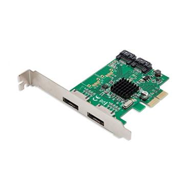 Imagem de IO Crest SI-PEX40058 2 portas SATA III 2 portas eSATA III PCIe 2.0 x2 HyperDuo cartão controlador verde