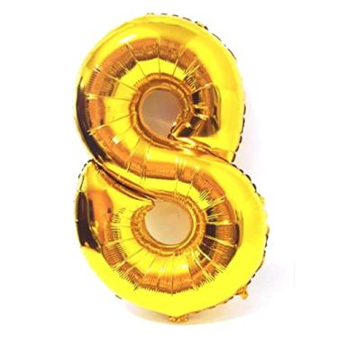 Imagem de Balão Número Grande Dourado Metalizado 40cm (CLIQUE e Escolha Seu Número) (8)