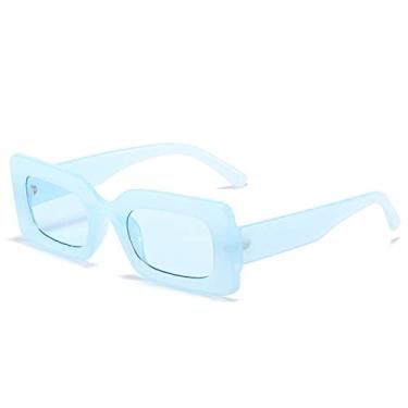 Imagem de Óculos de sol retangulares coloridos vintage moda feminina gradiente óculos de sol uv400 masculino quadrado geléia azul roxo óculos de sol, azul geléia azul, como a imagem
