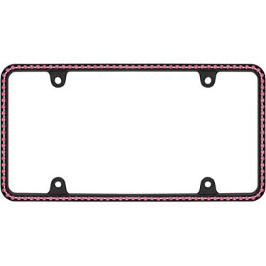 Imagem de Cruiser Accessories Moldura para placa de licença Diamondesque 18156, preto fosco/rosa