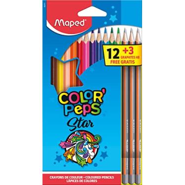 Imagem de Lápis de Cor, Maped, Color Peps, 12 Cores + 3 Lápis Grafite, Multicor