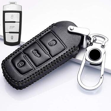 Imagem de CSHU Couro Car Key Case Cover Chaveiro Ring Key Bag, apto para Volkswagen VW Passat CC B6 B7 B7L CC R36 Maogotan B5 Passat 3C, 1