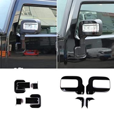 Imagem de Capa de espelho retrovisor de prata ABS protetor de espelho lateral decoração exterior para Hummer H2 2003-2009 (preto, espelho retrovisor + base de visão traseira)