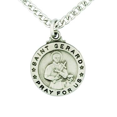 Imagem de Colar com pingente de medalha de estanho de 1,9 cm de St. Gerard com cartão de oração sagrada