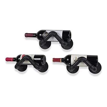 Imagem de Aeumruch Rack de vinho de tubo de ferro industrial vintage montado na parede