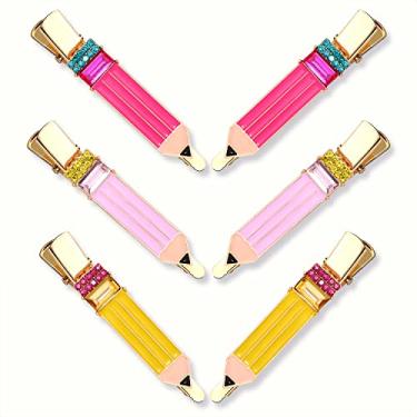 Imagem de HZEYN 6 Pack Teacher Hair Clips Funny Pencil Hair Clips Teacher Appreaction Gifts Back To Shool Hair Accessories for Teachers Student