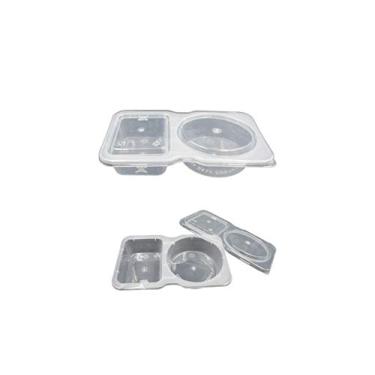 Imagem de Recipientes descartáveis de dois compartimentos para molho de salada e condicionamento com tampa, (pacote com 63,5 ml, perfeito para molho para viagem, amostragem, lanche de viagem