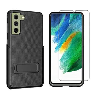 Imagem de Wireless ProTech Capa compatível com telefone Samsung Galaxy S21 FE (Edição Fã) 5G (tamanho da tela de 6,5 polegadas) apenas). Capa híbrida de camada dupla com suporte integrado inclui protetor de tela