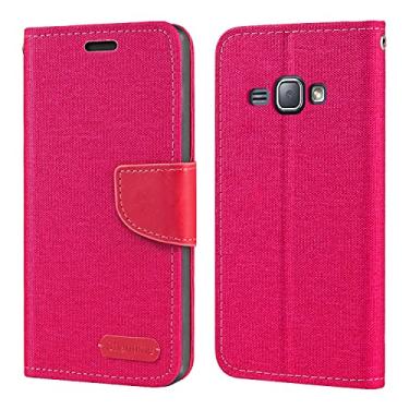 Imagem de Capa para Samsung Galaxy J1 6 Duos LTE, capa carteira de couro Oxford com capa traseira de TPU macio capa flip magnética para Samsung Galaxy J1 4G (4,5 polegadas) rosa
