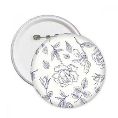 Imagem de Broche redondo pintado à mão com folhas de rosa plantas, flores e alfinetes redondos para decoração de 5 peças