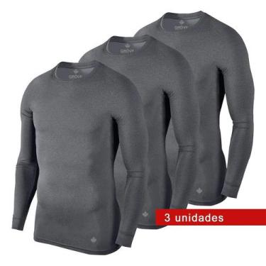 Imagem de Kit 3 Camisetas Térmicas Masculina Segunda Pele Camisa Uv50+ - Gröve