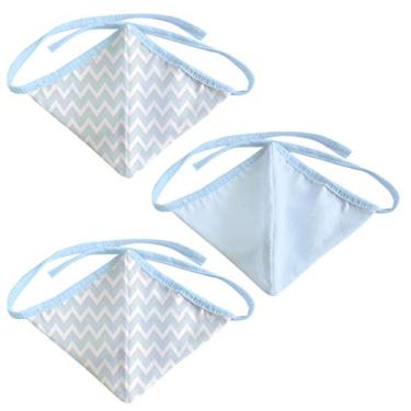 Imagem de Papi Textil Máscara Artesanal Formato Curvo Tecido Tricoline Duas Camadas 03 Unidades Azul Único