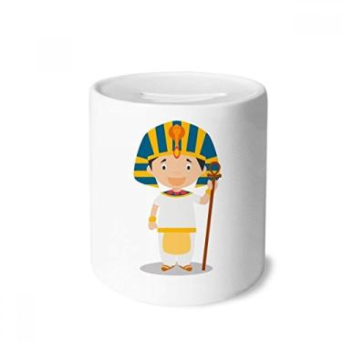 Imagem de DIYthinker Chapéu amarelo com desenho do Egito, caixa de dinheiro de cerâmica, porta-moedas, presente de cofrinho