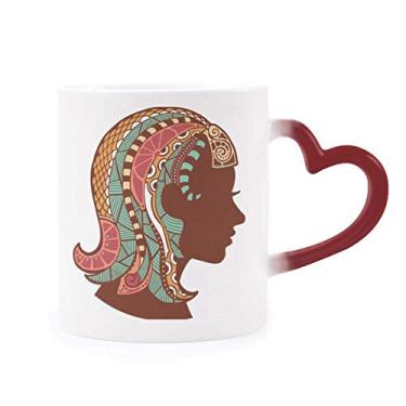 Imagem de Caneca sensível ao calor, símbolo do zodíaco da constelação de virgem, caneca vermelha que muda de cor