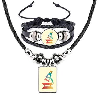 Imagem de Conjunto de joias de pulseira de couro com estampa de microscópio de desenho animado