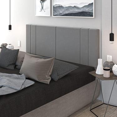 Imagem de Cabeceira Para Cama Casal Tulipa 1,60 Estofada Suede Cinza - Rede Móveis