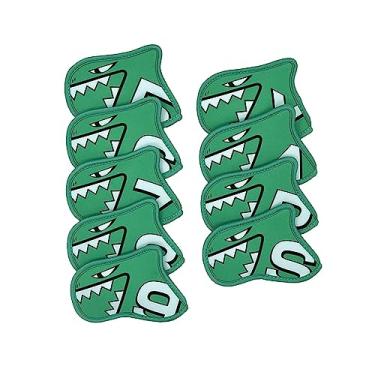 Imagem de Deevoka Conjunto de capas de ferro de golfe com 9 peças Capa de taco de golfe Capa de neoprene Proteção moderna com etiquetas numéricas Protetor para, Luz verde