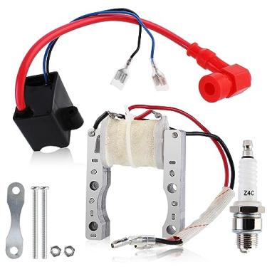 Imagem de Bobina magnética QAZAKY Performance com 2 fios + bobina de ignição CDI + plugue de ignição de substituição para motores de 49cc – 50cc 60cc 66cc 80cc 2 tempos Motores Motorizados Bicicleta Motor Motoc