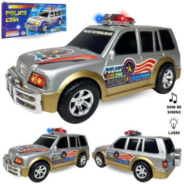 Brinquedo Carrinho de Policia com Luzes e Sons de Sirene Botões - Shiny  Toys 000431