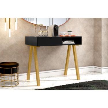 Imagem de Aparador Havanna 1 Gaveta em MDF com Pés em Madeira Maciça Preto - Rede Móveis