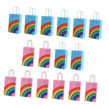 Imagem de KOMBIUDA 16 Unidades bolsa de arco-íris sacolinhas para lembrancinhas saquinhos para lembrancinhas sacos de embalagem de presente sacolinhas de festa Armazenar sacola Lembrança papel kraft