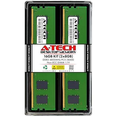 Imagem de A-Tech Kit de 16 GB (2 x 8 GB) DDR5 4800 MHz PC5-38400 CL40 UDIMM 1,1 V Non-ECC Unbuffered DIMM 288-Pin Desktop PC/Computer RAM Memory Upgrade Modules