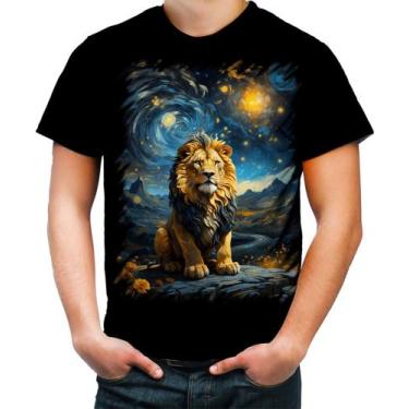 Imagem de Camiseta Colorida Leão Noite Estrelada Van Gogh 1 - Kasubeck Store