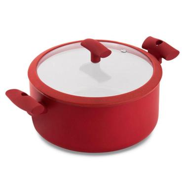 Imagem de Caçarola Hercules Redonda Antiaderente Ceramica Indução Vermelha 20x9cm 2,5L