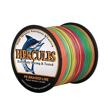 Imagem de Hercules linha de pesca trançada super fundida 8 fios de 10 lb a 300 lb teste para água salgada, 109/328/547/1094 jardas (100 m/300 m/500 m/1000 m), diamante.#0,12 mm-1,2 mm, desempenho de alto nível, cores variadas, Multicor, 20LB-0.20MM-1094YDS(1000M)-8 STRANDS