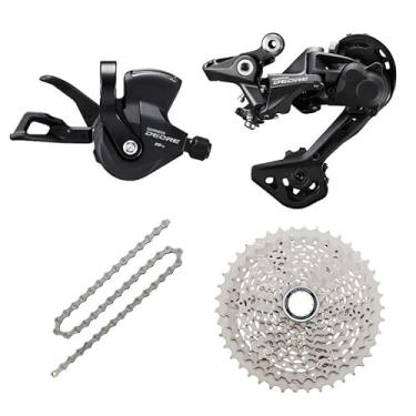 Imagem de JGbike Compatible 10 speed MTB 4pc groupset for Shimano Deore M4100: Right Shift Lever,4120 5120 SGS Long cage Rear Derailleur, 4100 11-42T 46T Cassette or Sunrace 11-46T Cassette, KMC X10 Chain