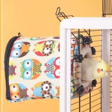 Imagem de Grande casa de ninho de pássaros quente de inverno rede suspensa ninho de papagaio de pelúcia cabana aconchegante cabana de veludo cama de dormir para papagaio periquito calopsitas periquito periquito