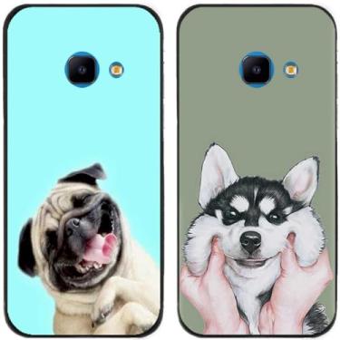 Imagem de 2 peças coruja lobo leão tigre gato pilha golfinhos pug Husky cão dinossauro panda capa de telefone traseira gel TPU para Samsung Galaxy A5 2017 A520 (Husky Pug Dog)