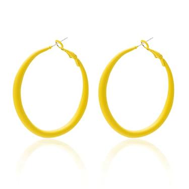 Imagem de Brincos de argola coloridos para mulheres, brincos de verniz para assar lindos brincos de doces joias para mulheres 5 cm/1,96", Metal, Sem pedra preciosa