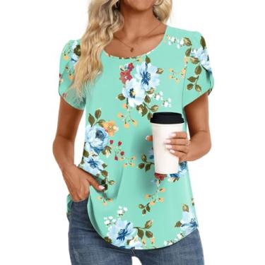 Imagem de HOTGIFT Camiseta feminina casual confortável solta leve túnica tops macia elástica camiseta blusa básica, Verde menta, G