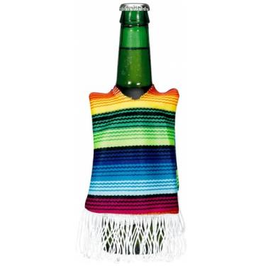 Imagem de Amscan Capa de garrafa de tecido listrado arco-íris Cinco De Mayo, 355 ml | Acessório de festa | 1 peça