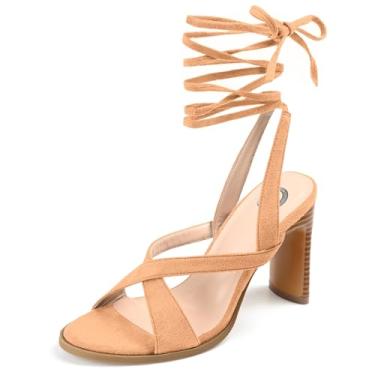 Imagem de Journee Collection Sapato feminino Adalee bico aberto com salto alto, Bronzeado, 37