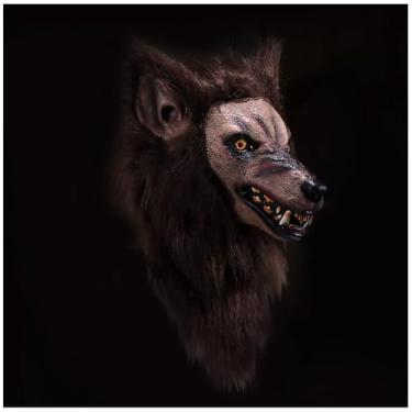 Imagem de Lofytain Máscara de lobisomem – Cosplay realista e confortável de monstros para Halloween, festas e apresentações para adultos, Cinza, tamanho nico