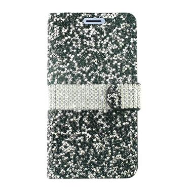 Imagem de Para Samsung Galaxy J7 (2018), J7 Refine, J7 Star, J7V 2ª geração SM-J737 - Capa carteira flip diamante cristal + protetor de tela de vidro temperado - preto/glitter